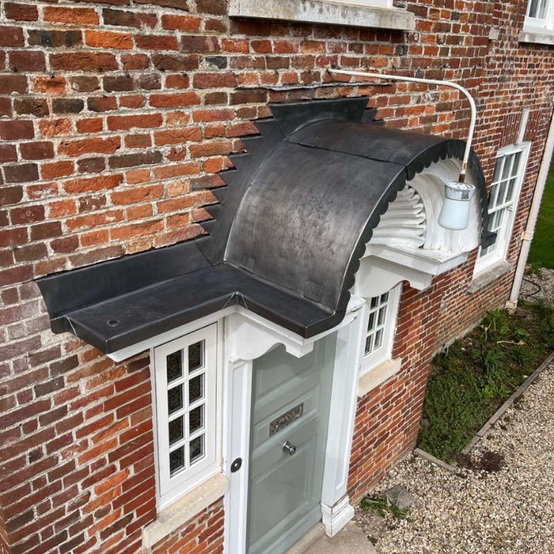 Lead-covered entrance canopy